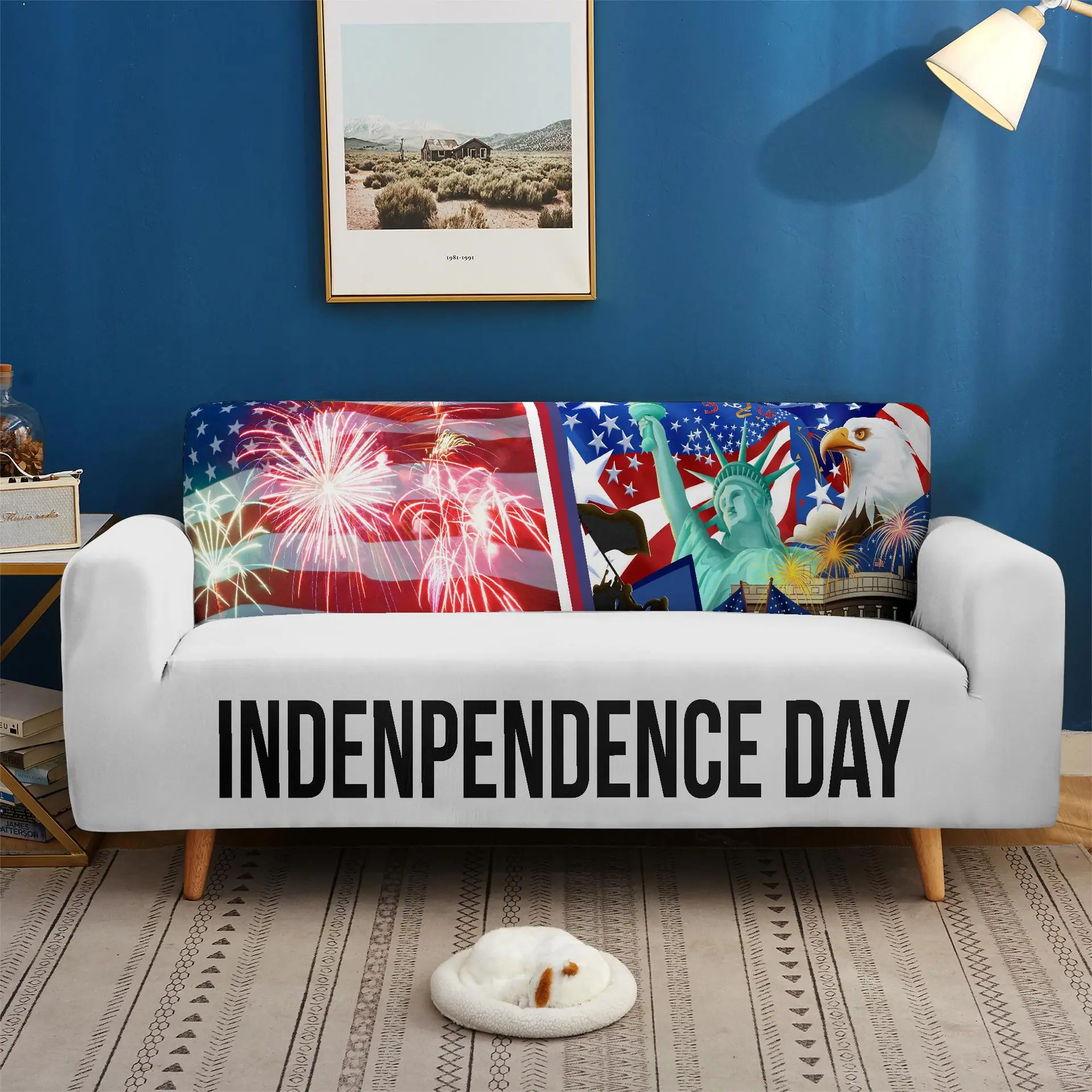 

Independence Day USA 3D Print Elastic Sofa Covers For Living Room L Shape Sofa Cover One Two Three Four Seaters All-inclusive
