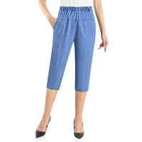 fashion summer jeans capris women high waist calf length denim pantsstretch casual female short jean for woman