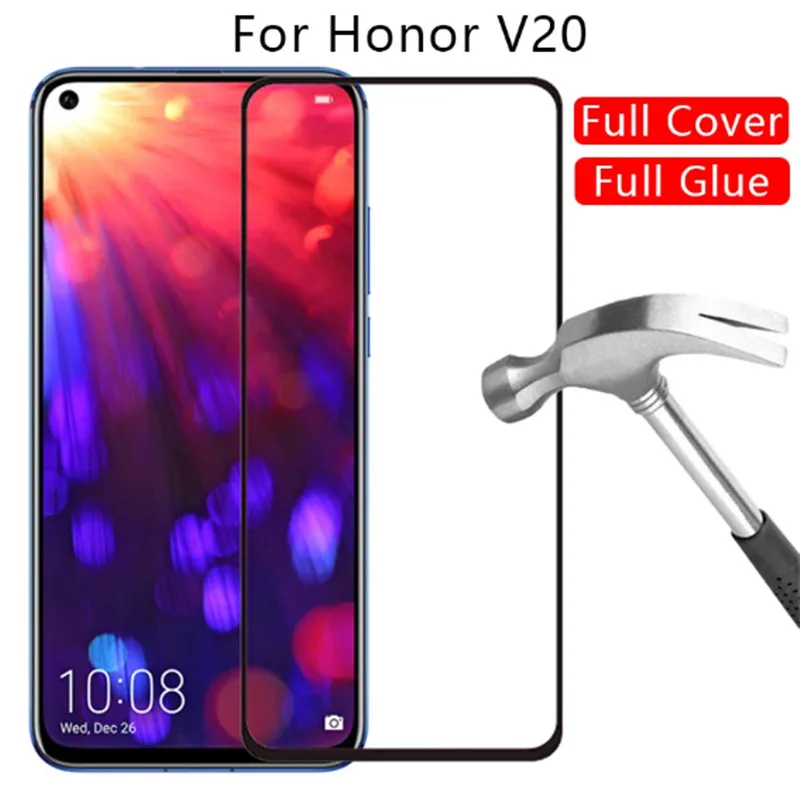 

2Pcs 9D Full Cover Tempered Glass For Huawei View 20 v20 Safety Phone Screen Protector Glass on Huawei V 20 Protective Film