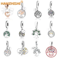 hot sale 925 sterling silver family tree heart dangle charms beads fit original pan charm bracelet diy berloque jewelry gift