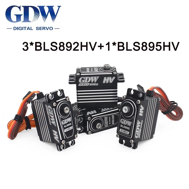 

4pcs GDW Digital Metal Servo 3PCS BLS892HV with 1PCS BLS895HV Medium Helicopter Parts For 500 52505 Helicopters