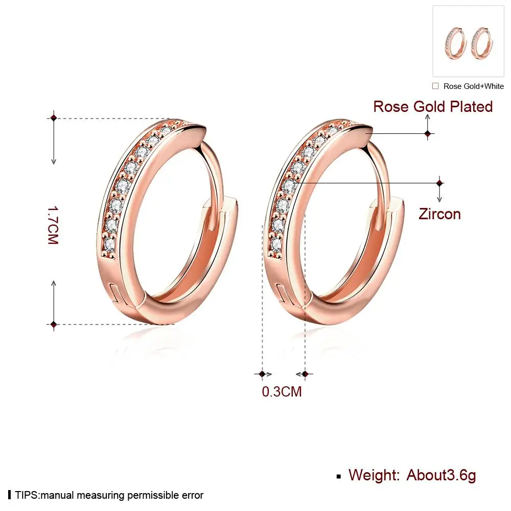 

SKMEI KZCE039 Fashion 18K Gold Zircon Single Row Diamond Round Women Ear Buckle Geometry Romantic Jewelry Gift