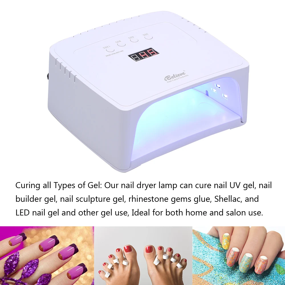 Сушилка для ногтей 48/60 Вт Светодиодная УФ-лампа с 4 настройками таймера