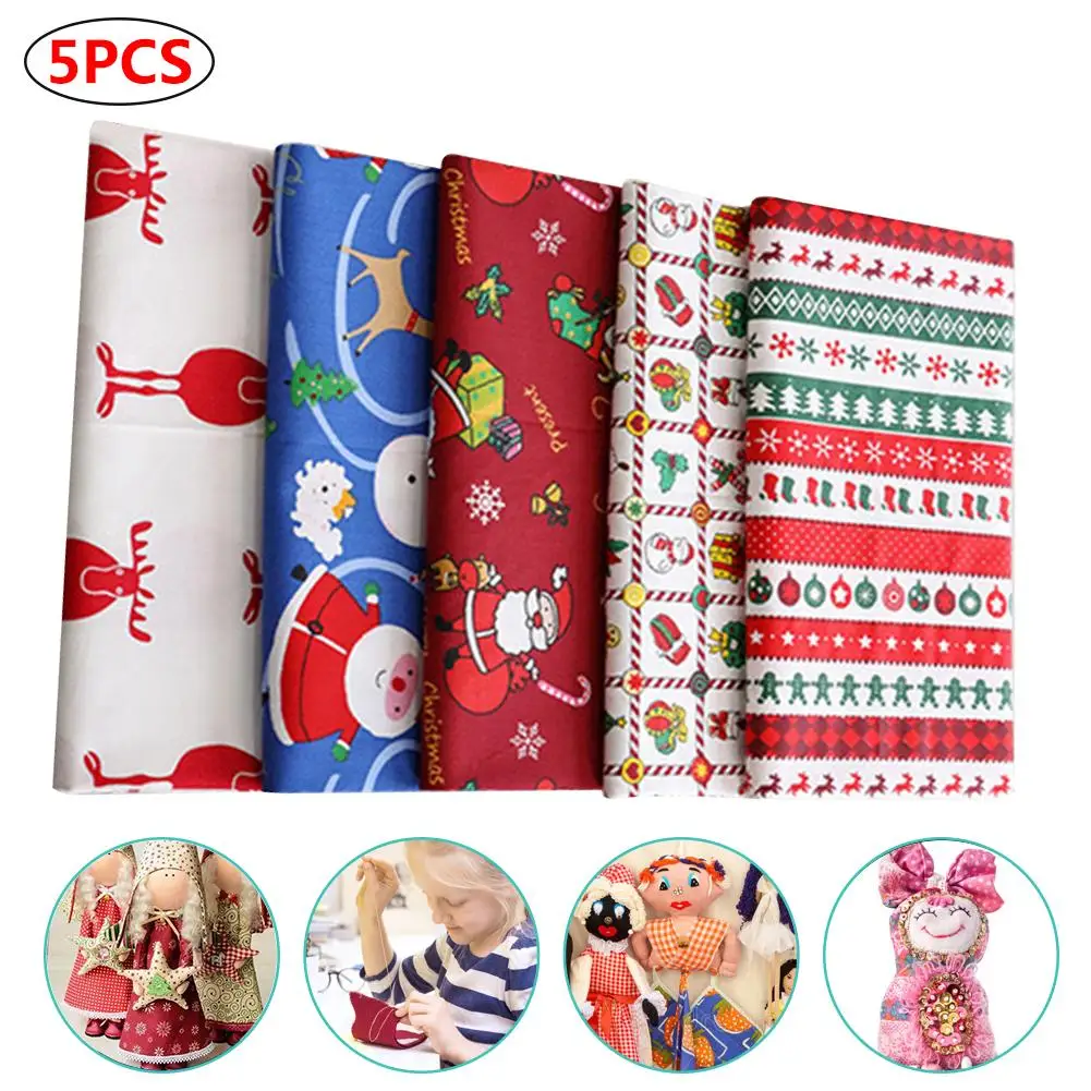 5 шт. Рождественская хлопковая ткань с принтом для шитья лица чехол рукоделия