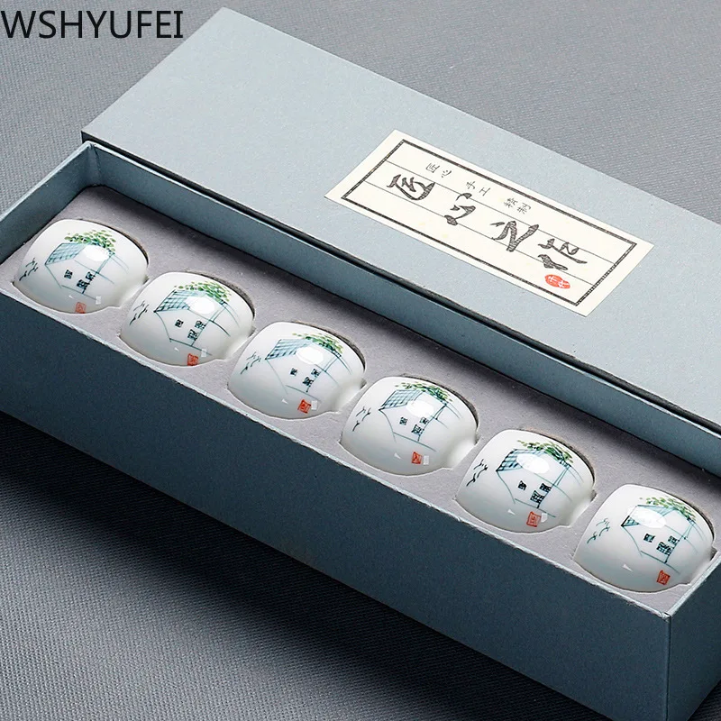 

New style Ceramic tea cup with gift box Travel convenience Kung Fu tea set Office drinking household items WSHYUFEI