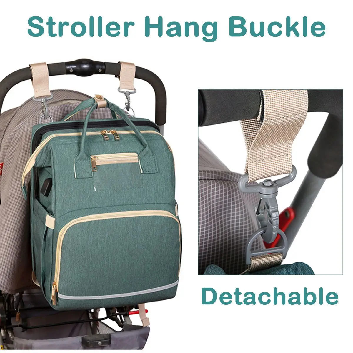 

Multifunctional Portable Diaper Bag Nappy Bag Folding Baby Travel Large Backpack With USB Diaper Changing Table Pads For Outdoor