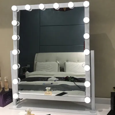 Vanity Tabletops Lighted Makeup Mirror With 9 LED Bulb Lights Touch Stage Screen Beauty Adjustable Cosmetic Tool |