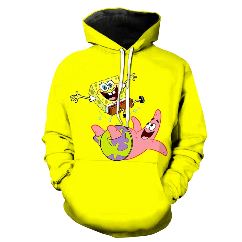 

White anime hoodies men sweatshirts cartoon anime 3d Printed casual hoodie Autumn and Winter yellow sponge hooded plus size 6XL