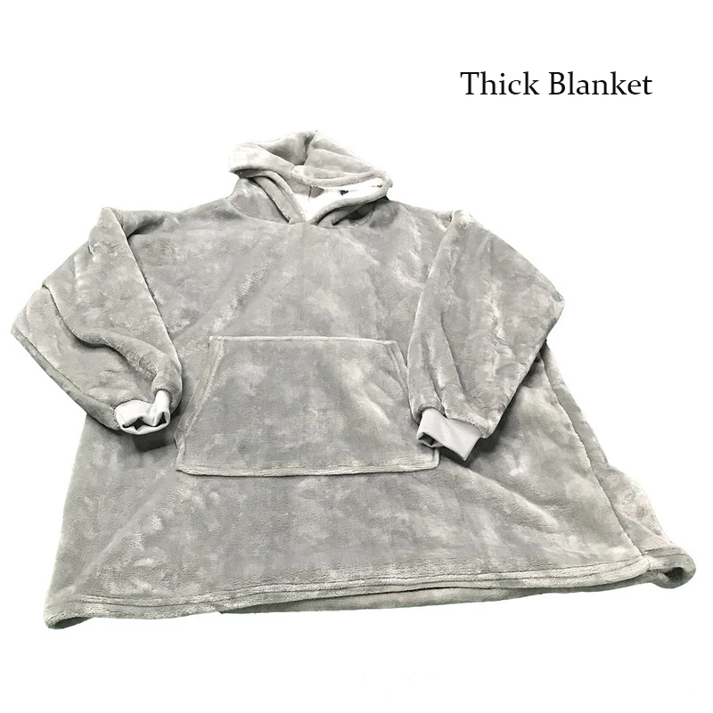Thick Grey Blanket Микрофибра плюшевое Коралловое Флисовое одеяло с рукавами супер мягкий теплый открытый карман для взрослых зимнее с капюшоном ТВ одеяло s - Цвет: Thick Grey Blanket