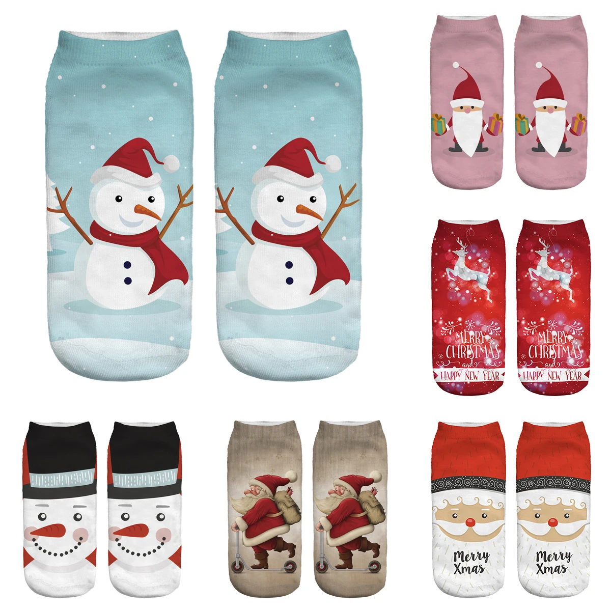 

CLOOCL Men Socks Santa Claus Christmas Tree Printed Straight Socks Unisex Middle Tube 3D Sock Christmas Street Wholesale Socks