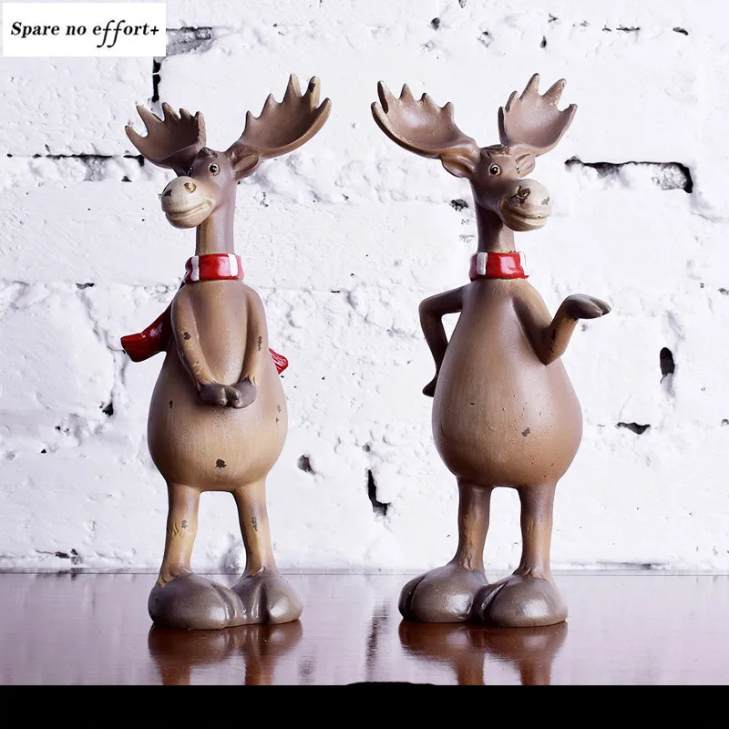 

Полимерная статуя лося, скульптура, ручная игрушка, подарок, Рождественское украшение, украшение для дома, офиса, стола, декоративное украше...