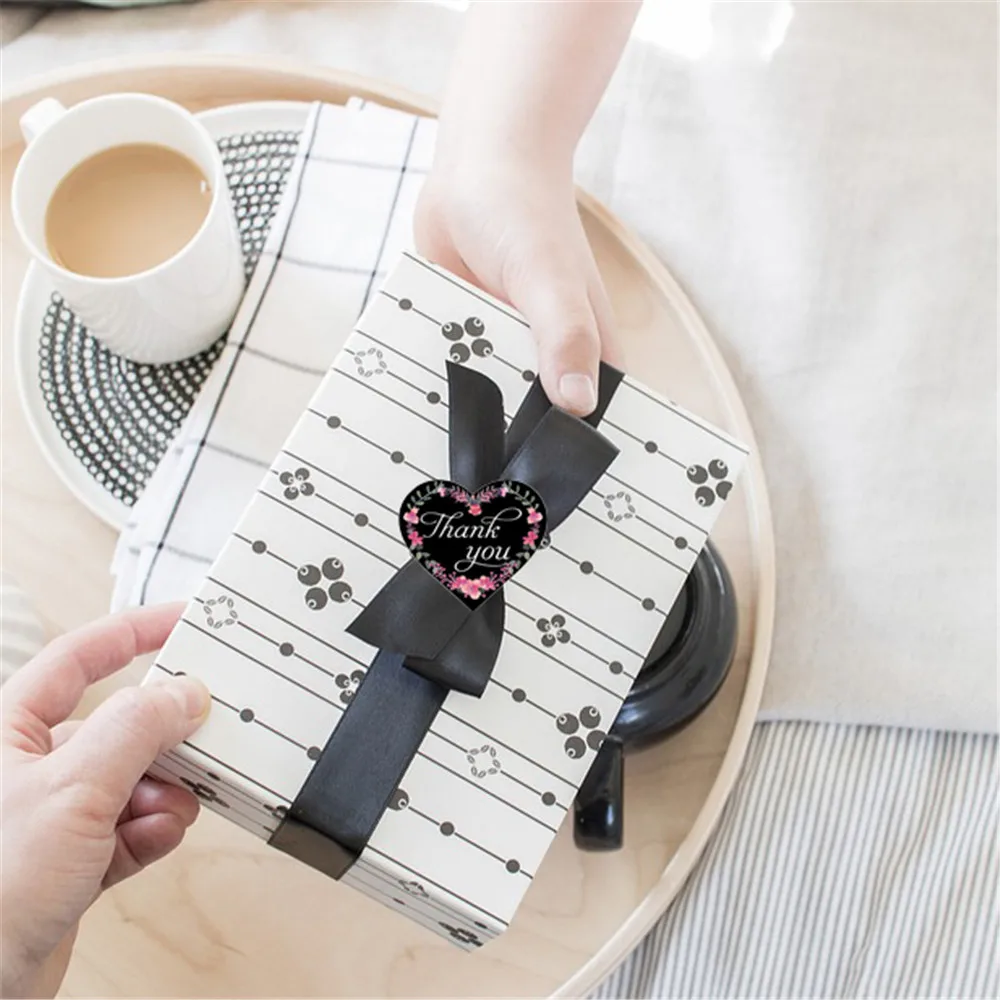 

100-500pcs Heart Thank You Stickers Wedding Festival Party Favors Paper Decorative Sticker Envelope Package Seal Label Stickers