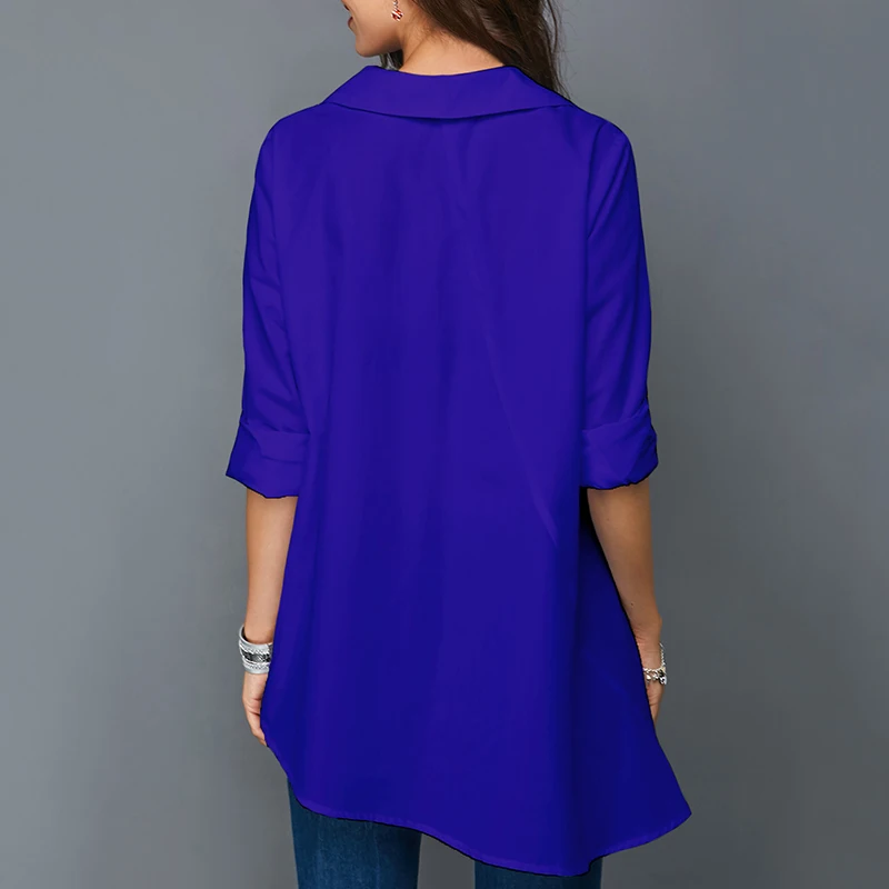 

Irregular Thin Women Office Lady Shirt Top Plus Size Colorful Button White Long Sleeve Feminine Blouses Tops Summer Lady Shirts
