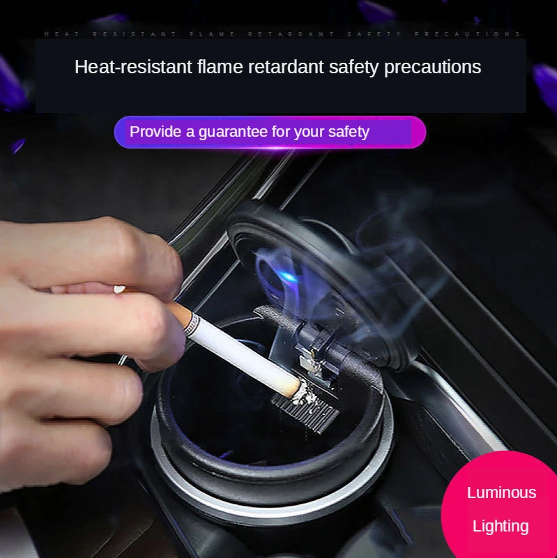 

Auto ashtray LED Light car the ashes Fireproof Material Easy Clean Car Ashtray Universal Cup Holder Truck Cigarette