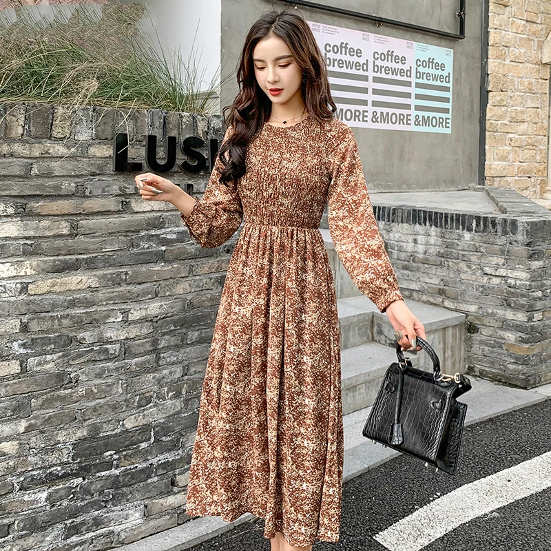 Женское платье-трапеция с круглым вырезом Mozuleva простое винтажное шифоновое