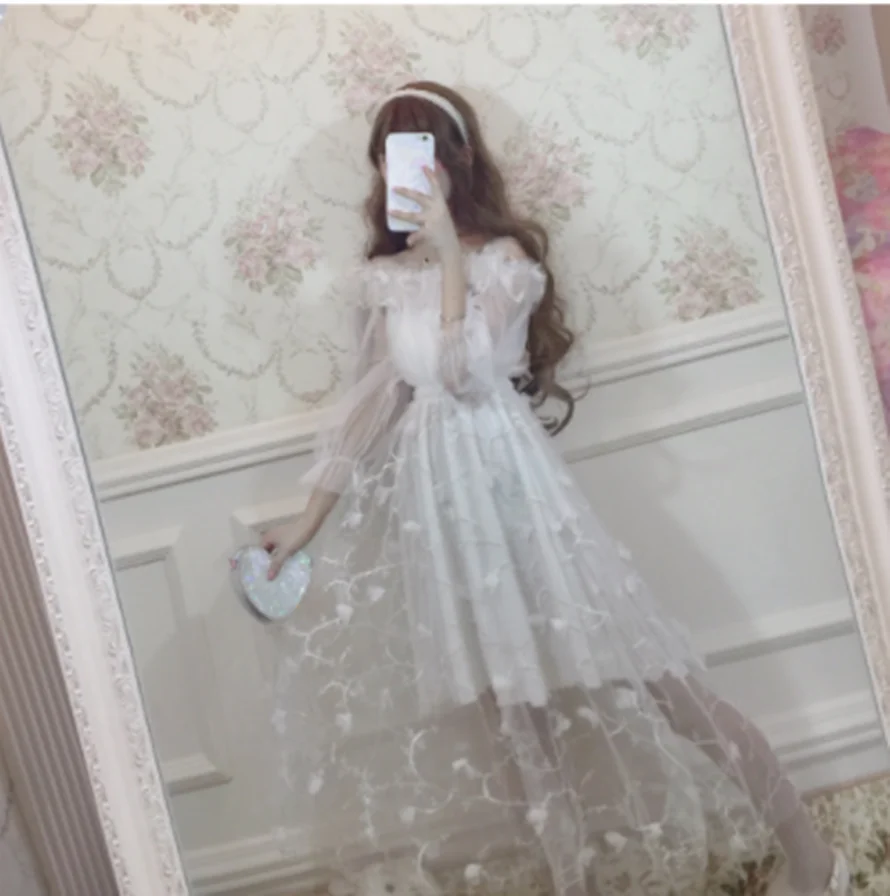 

kawaii girl gothic Palace princess sweet lolita dress sexy three-dimensional flower mesh victorian dress lolita op loli cosplay
