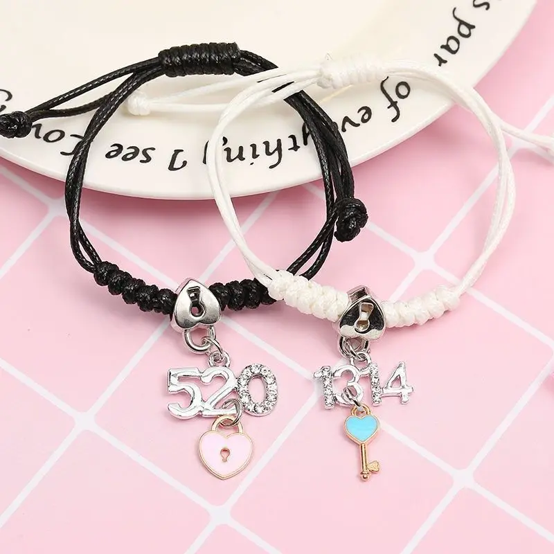 

Couple Bracelet Key Lock Long Distance Love Bracelet Male and Female Students Korean Girlfriends Hand Jewelry Net Red Tide Brace