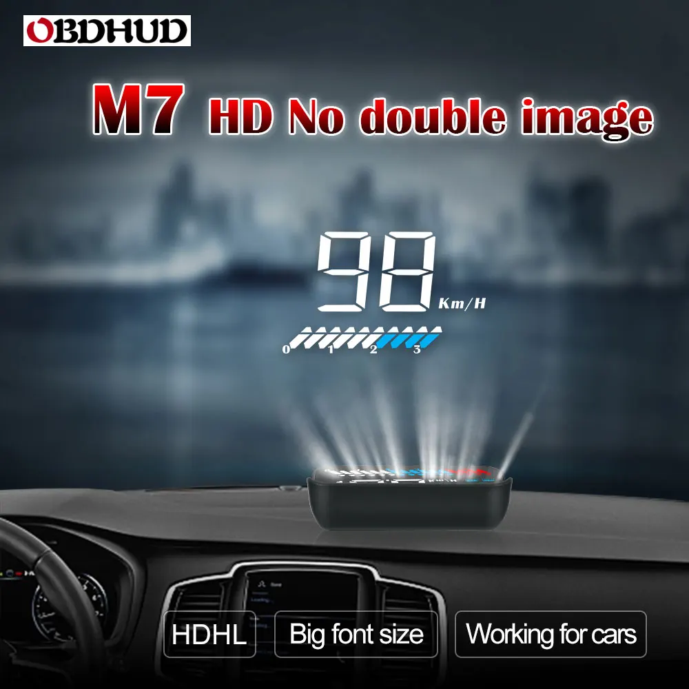 OBDHUD Универсальный Автомобильный Hud M7 OBD Plus gps Спидометр дисплей лобовое стекло проектор бортовой автоматический компьютер