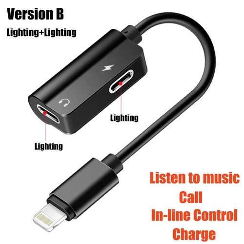 Dual Lighting Black ROCK для Lightning до 3,5 мм аудио адаптер, разъём для зарядки конвертер для iPhone 7 8 X Кабель разветвитель освещения для освещения OTG - Цвет: Dual Lighting Black