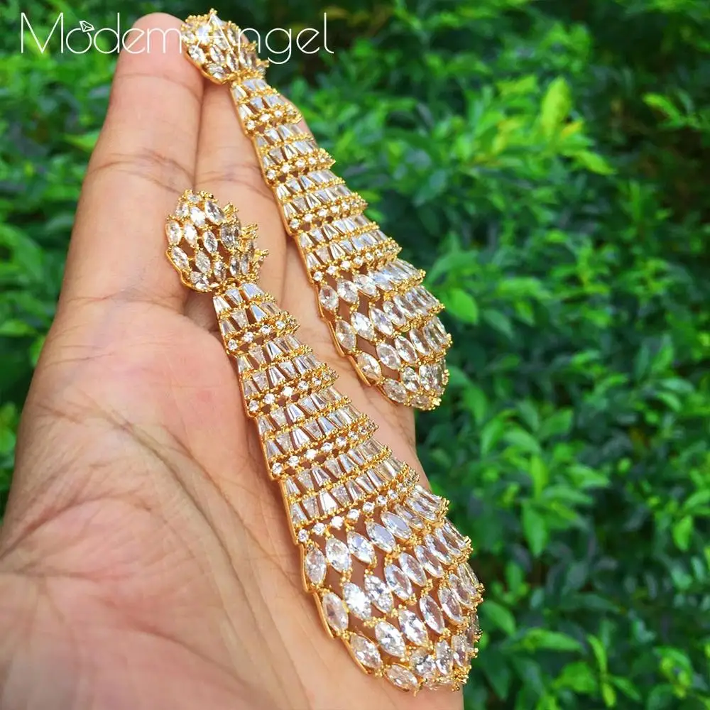 ModemAngel Искрящийся фианит камни Роскошные капли воды Дубаи индийские Золотые