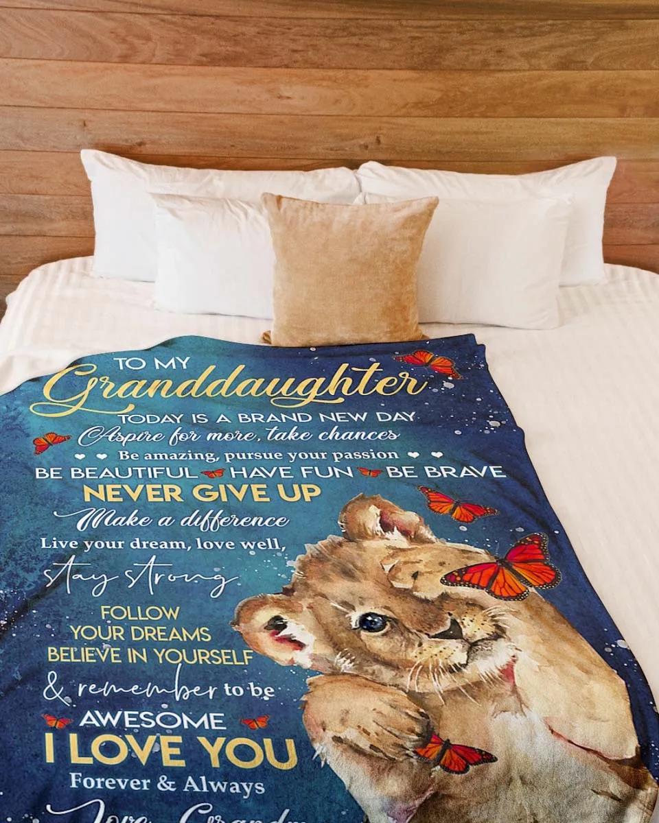 Внучья внучка Лев | Удобное высококачественное флисовое шерпа Тканое одеяло Дом