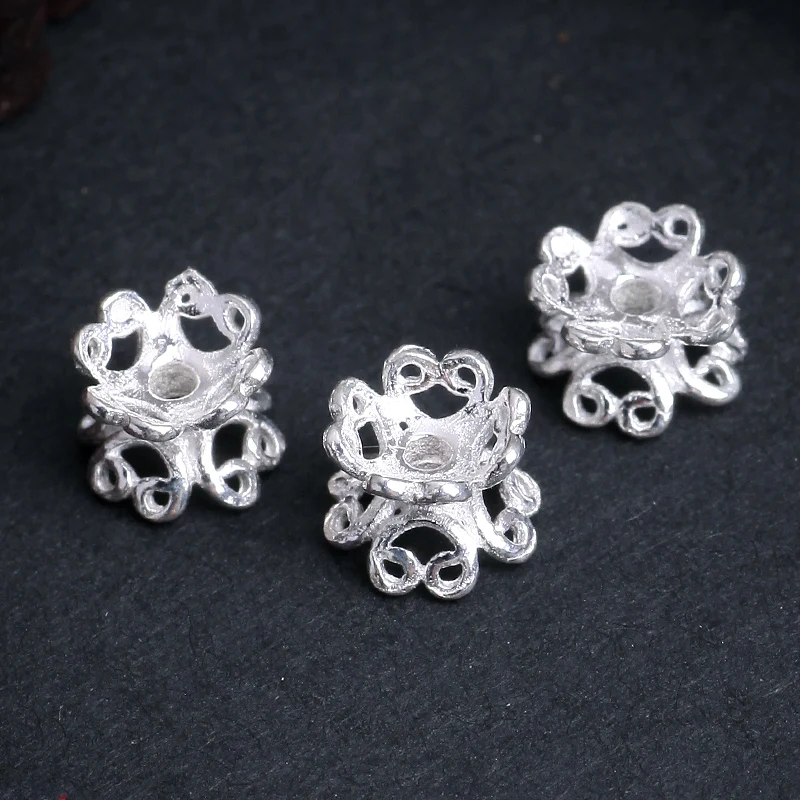 925 стерлингового серебра разделители двухсторонние Полые бусины аксессуары