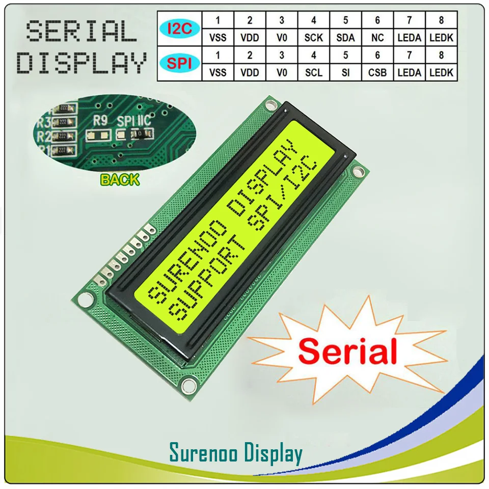 1602 Display Последовательный igc/IIC/SPI интерфейс 162 16X2 1602 символ ЖК-модуль дисплей экран LCM зеленая желтая задняя подсветка - Цвет: 1602 Display