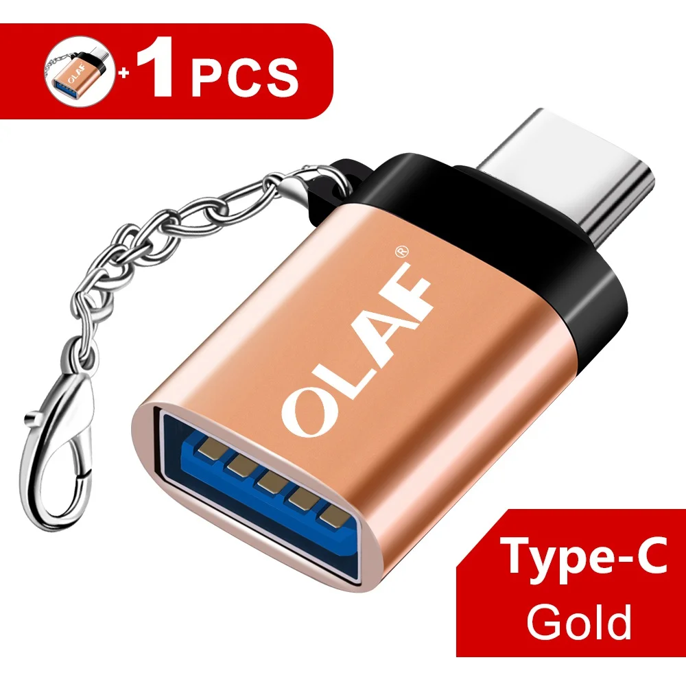 Gold Olaf usb type C OTG адаптер USB C зарядный кабель для передачи данных для Macbook samsung S10 S9 S8 huawei Xiaomi Mi9 USB для type-c OTG - Цвет: Gold