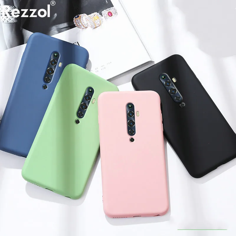 Rezzol жидкий силиконовый чехол для телефона OPPO Reno Ace 2Z 2F 2 сплошной цвет мягкий