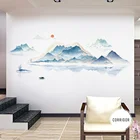 Абстрактная картина в китайском стиле с изображением горного пейзажа, наклейки на стену, художественные картины сделай сам для дома, офиса, спальни, кабинета, декор комнаты