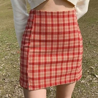 plaid bag hip short skirt for women 2021 summer korean thin high waisted a line preppy style fashion casual mini skirts female