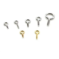 100pcs stainless steel gold screw eye pins pendant bails hooks clasps beads connector findings for earring diy jewelry making