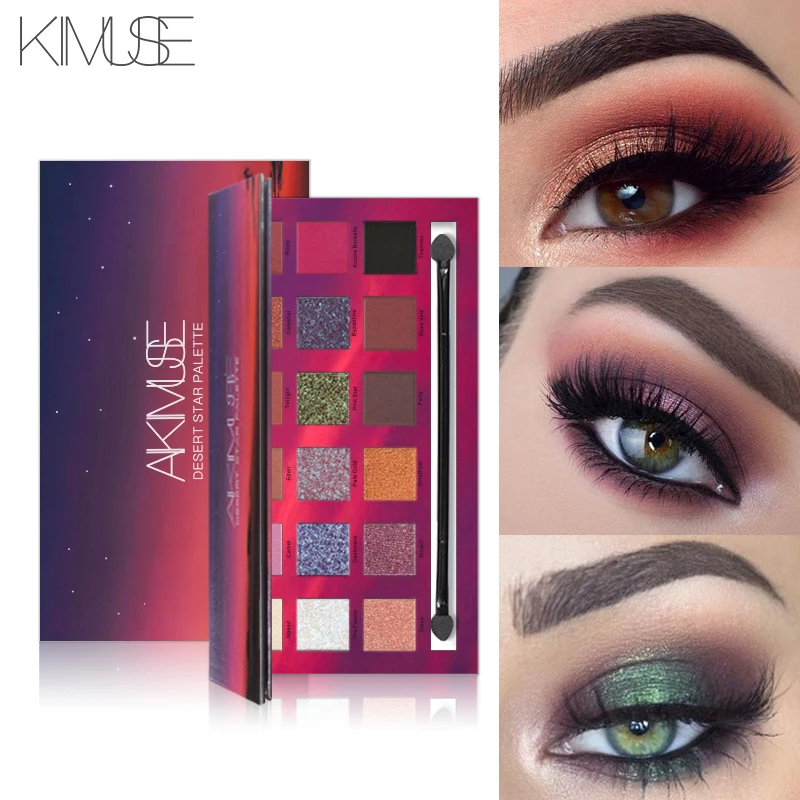 KIMUSE, 18 цветов, пустынная звезда, палитра теней для век, мерцающие, легко носить, блестящий макияж для глаз, стойкие матовые косметические тени для глаз