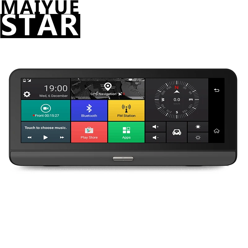 Maiyue star  8 inch touch screen full HD 1080P dashboard folding car Dvr Wifi Bluetooth GPS navigation dual lens recorder camera