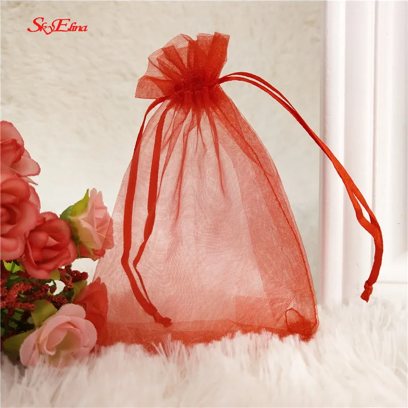 50 шт. однотонные прозрачные сумки из органзы свадебные сувениры для конфет