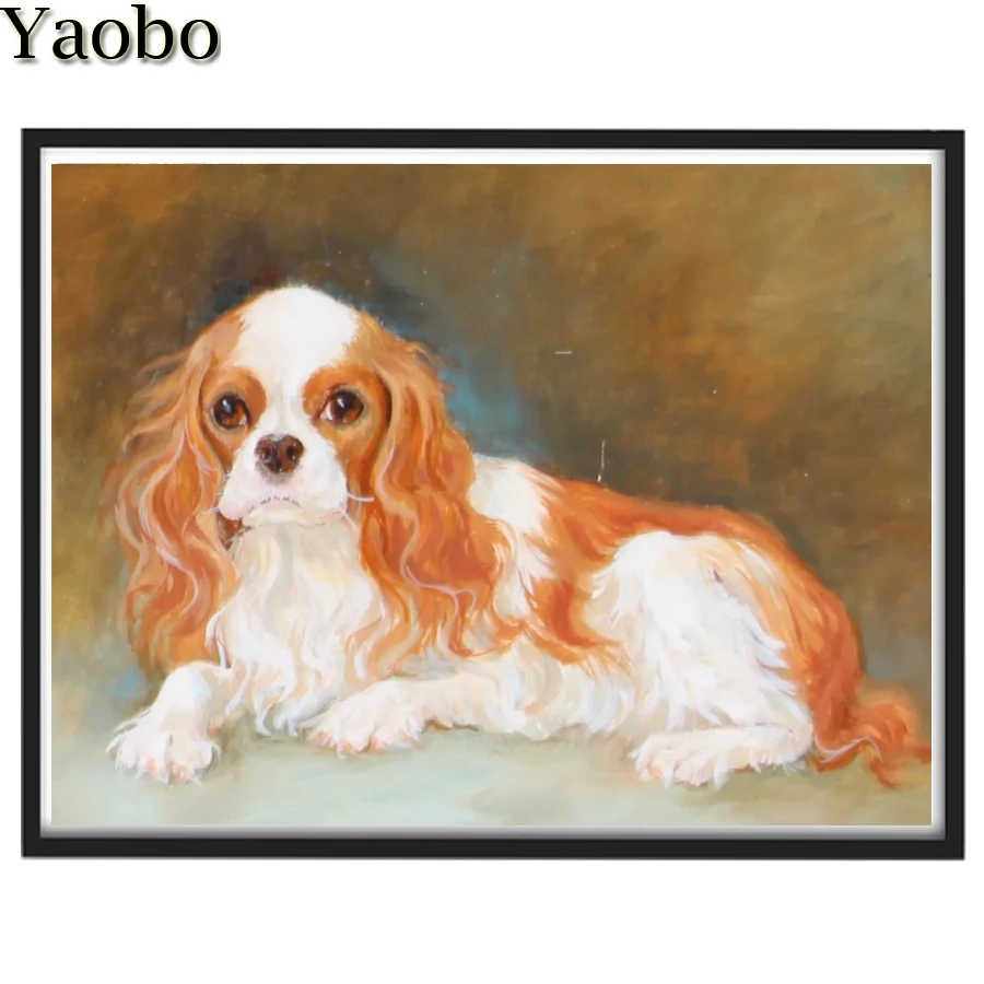 

Алмазная живопись Yaobo, картина 5d с кавалером кинлом, Чарльзом спаниелем, украшение для дома, мозаика с вышивкой в виде животных, ручная работ...