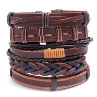 5pcsset european and american personality jewelry simple retro braided leather bracelet diy5 piece set combination jewelry