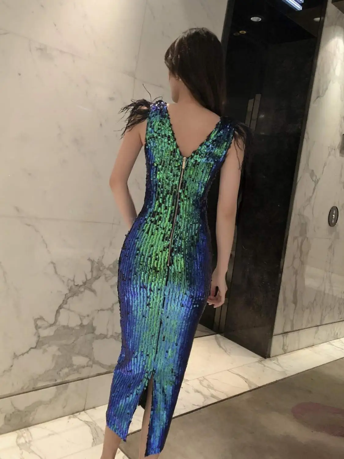 

Elegant Sequined Dress Women Bodycon Fashion Sexy Shining Wedding Cocktail Party Dress