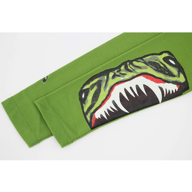 Детская одежда с динозавром Детские Топы длинным рукавом толстовка капюшоном