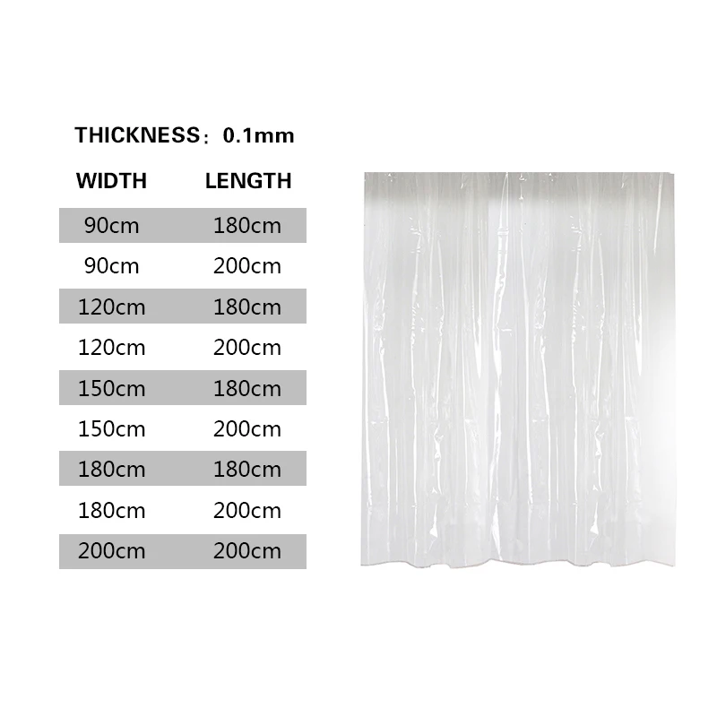 

High Clear Shower Curtain Waterproof Transparent Curtains Liner Mildew Plastic Bath Curtains With Hooks Home PEVA Bathroom Decor