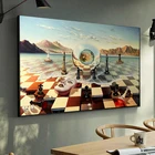 Абстрактный странный Сальвадор Дали Сюрреализм Шахматная маска морской холст плакат и печать Картина Настенная картина Куадрос для гостиной