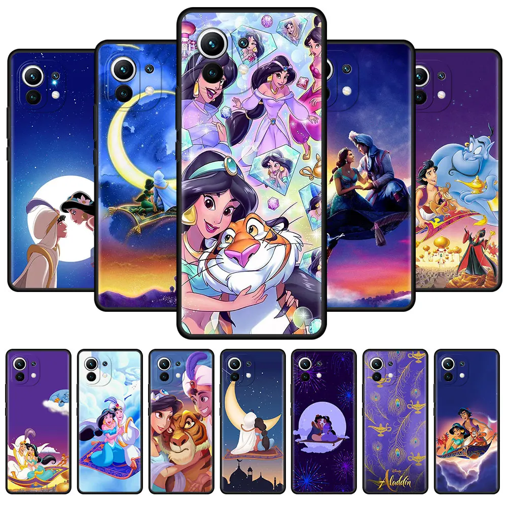 

Disnry Magical Aladdin Funda for Xiaomi Mi 11 10T Pro Note 10 Lite 9T 11T Case Black Soft Silicone Cover Luxury Coque Capa