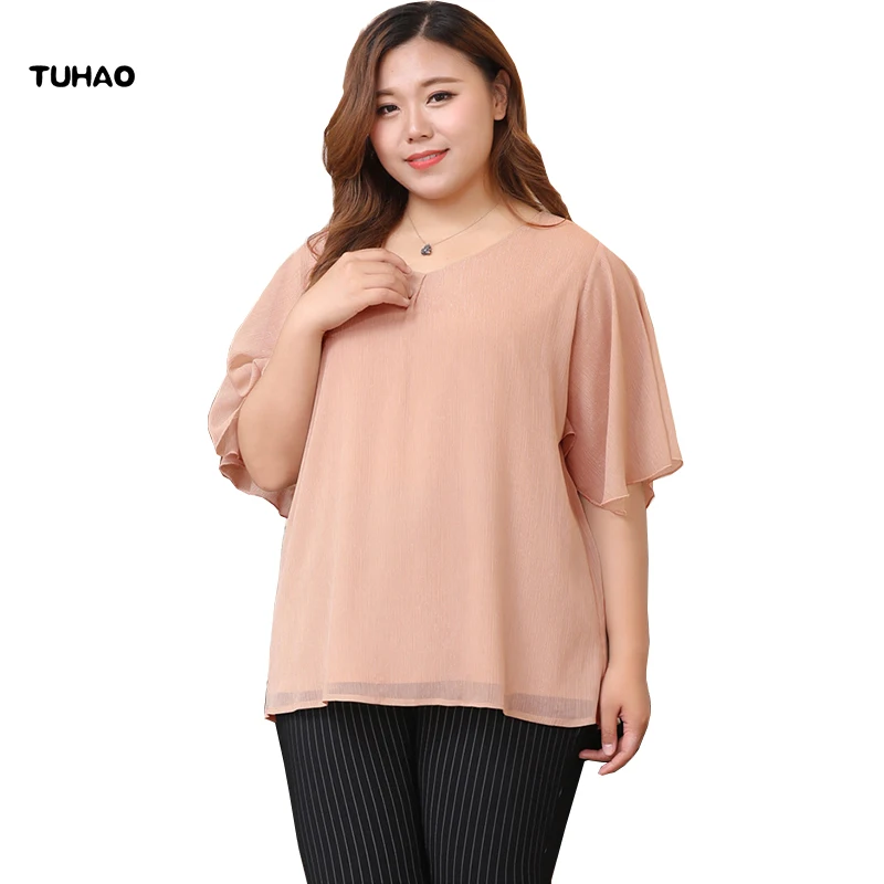 Летние Элегантные блузки TUHAO модель 10XL 8XL 6XL рубашка Женские однотонные рубашки