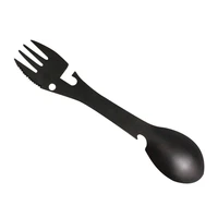 multi functional outdoor tools stainless steel camping survival edc kit practical fork knife spoon bottle can opener tableware