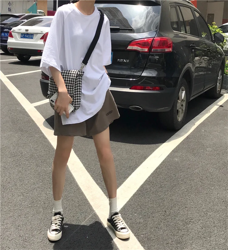 Однотонная футболка с коротким рукавом женская 2020 Лето Корейская новая