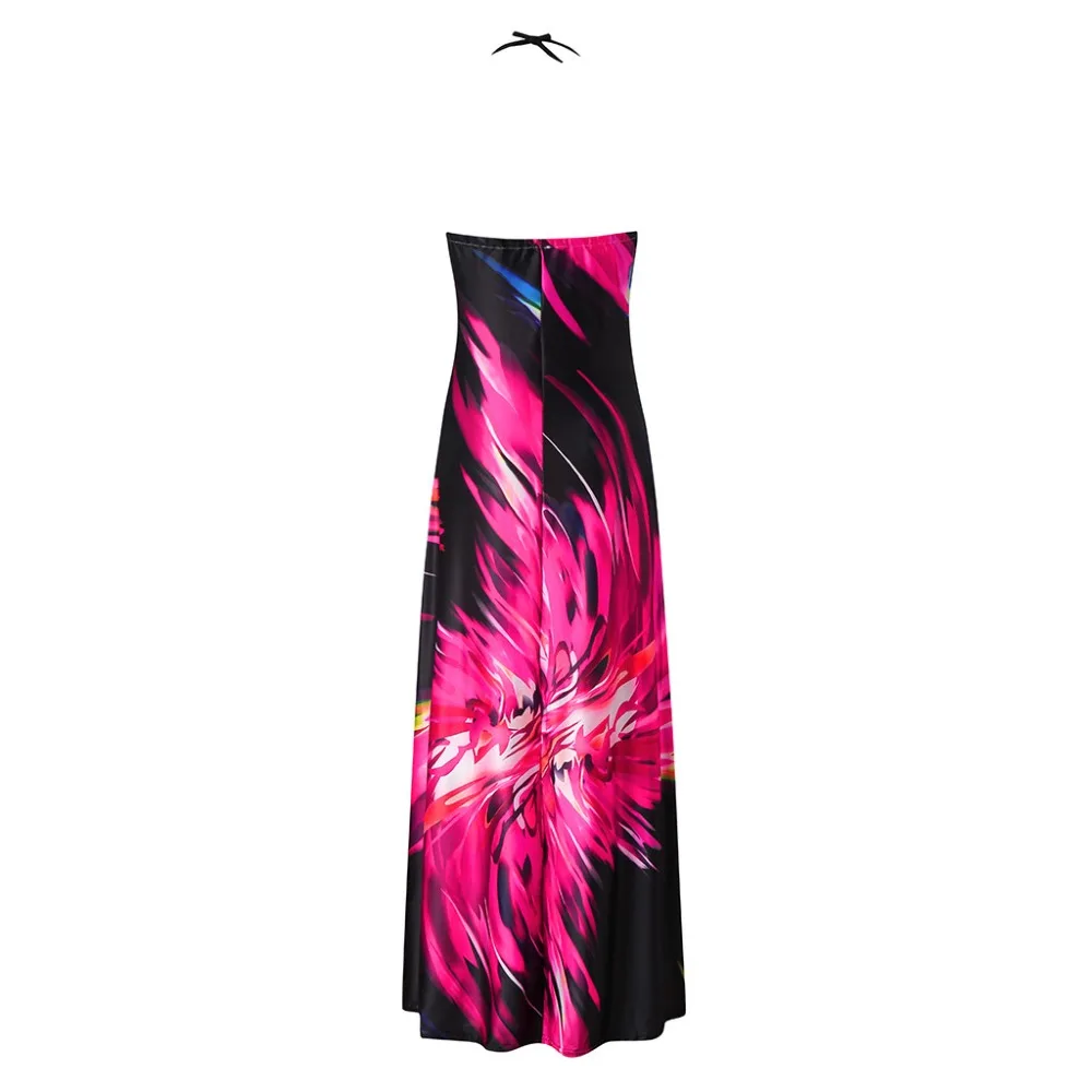 Женская Мода Спагетти ремень Красочные из набивной ткани, с Повседневное Maxi Dress Vestidos de fiesta de noche, ropa mujer
