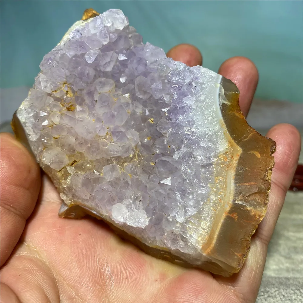 

Natural Amethyst Crystals Geode Stones Looes Gems Minerals Wicca Spiritual Wichcraft Living Home Decoration Accessories +Stand