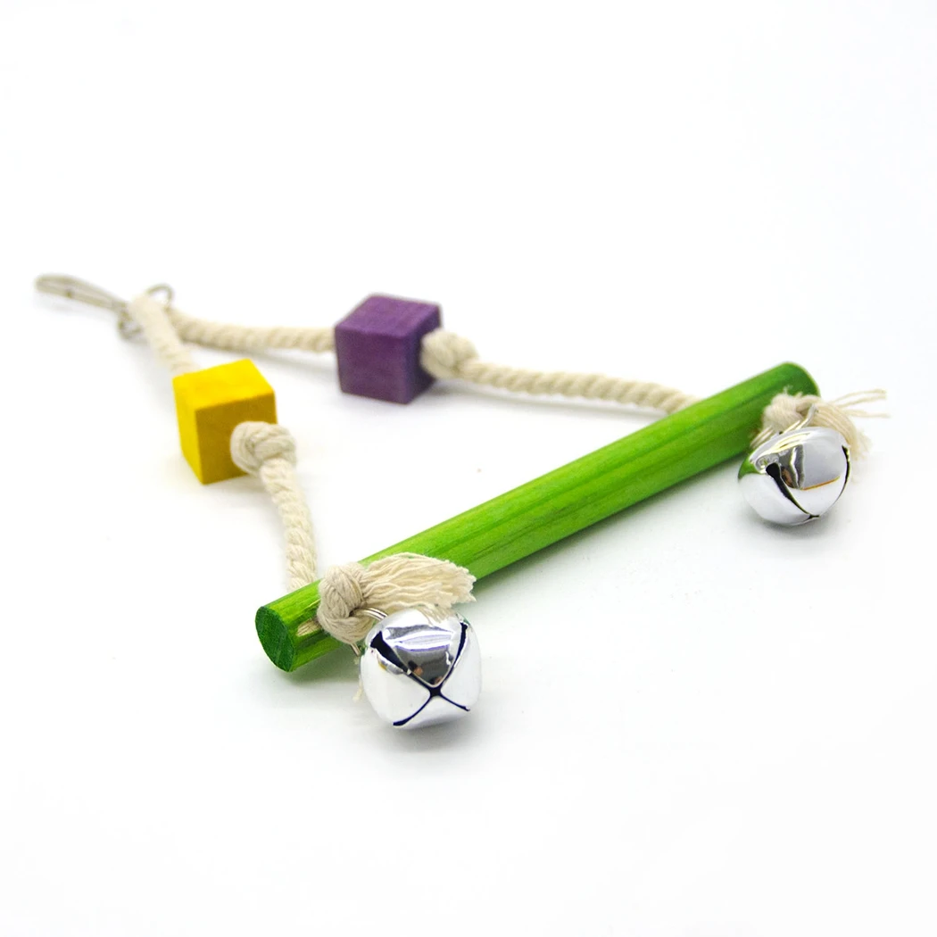 

Triangle Cage Parrot Swing Wooden Rope Funny Bird Swing Perch Parrot Toy Bird Swing Toy Birds Parrots Playing Supplies