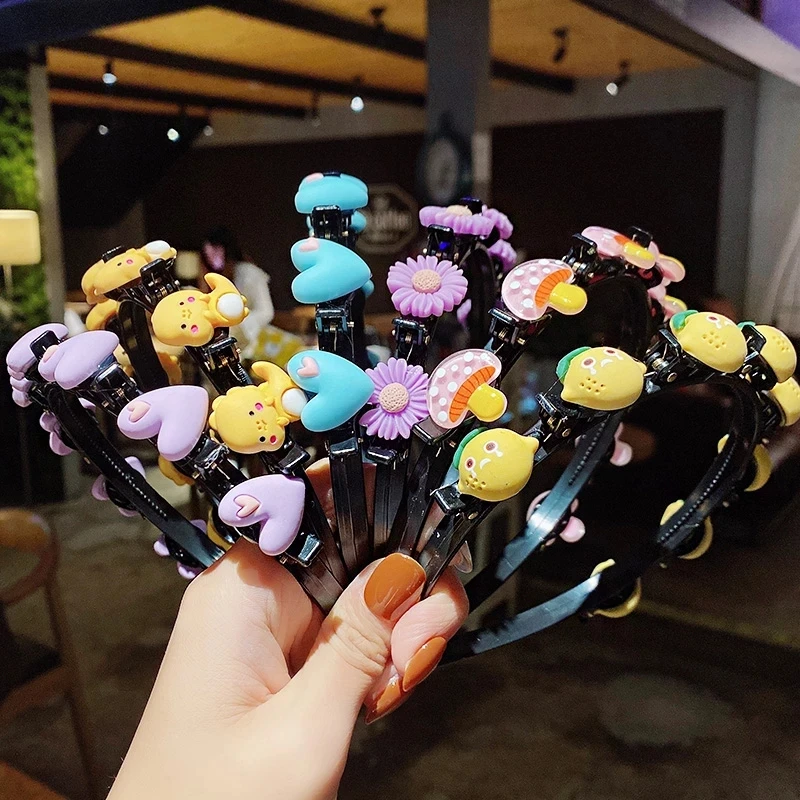 

2021 New Girls Cute Flower Double Bangs Hairstyle Braided Hairbands Kids Sweet Hair Ornament Headband Fashion Hair Accessories