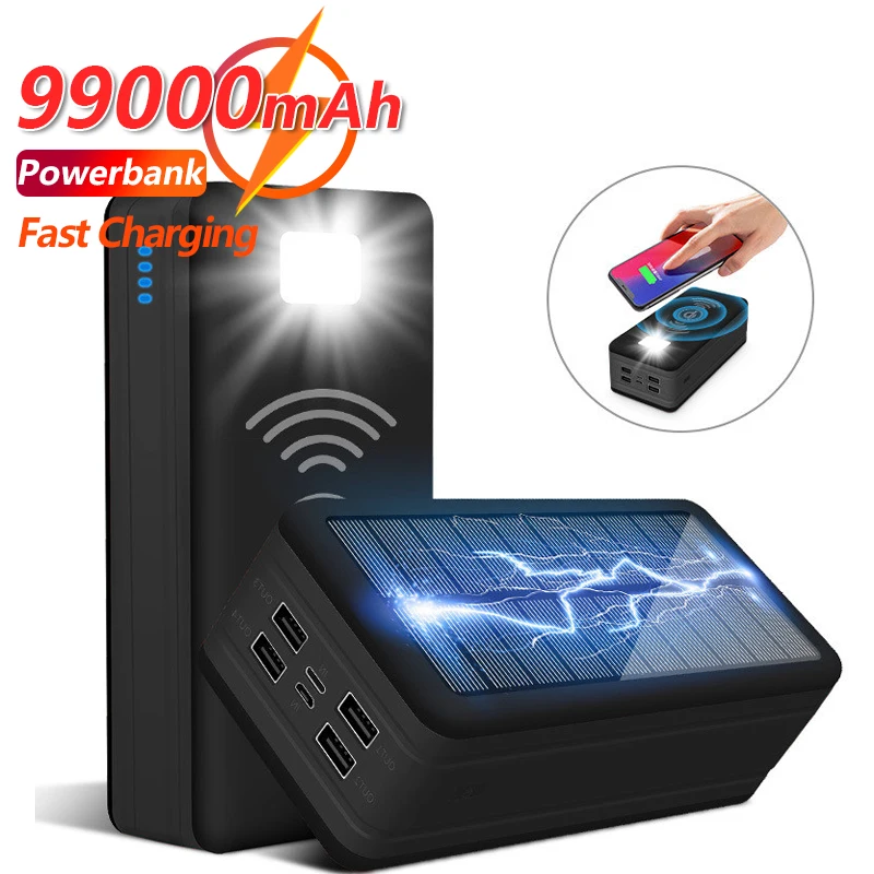solor charger 99000mah portable charger led light poverbank powerbank 99000mah external battery for iphone xiaomi samsung huawei free global shipping